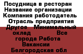 Посудница в ресторан › Название организации ­ Компания-работодатель › Отрасль предприятия ­ Другое › Минимальный оклад ­ 15 000 - Все города Работа » Вакансии   . Белгородская обл.,Белгород г.